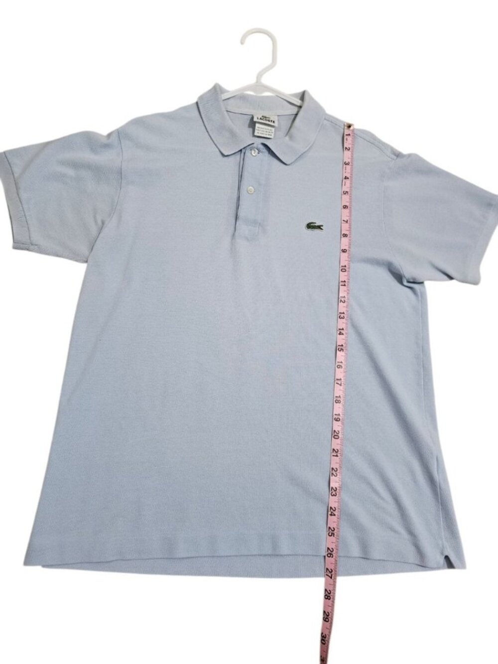 Lacoste Men Size 6 US L/XL Polo Light Blue Cotton Solid Iconic Investment Rare - Picture 7 of 7